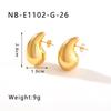 Pendientes de Acero Titanio Brillante Chapados en Oro Real de 18K Estilo Europeo y Americano Huecos Tamaño Gota de Agua de Alto Grado Transfronterizos