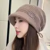 Gorro de Tricô para Mulheres, Cor Sólida Outono e Inverno, Gorro Slouchy, Novo Gorro Quente Pulôver, Gorro de Lã Branco para Proteger as Orelhas ao Ar Livre