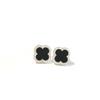 Pendientes de Trébol de Cuatro Hojas con Incrustaciones de Ónice Negro en Plata de Ley S925 en Toda la Superficie, Pendientes Brillantes de Moda Minimalistas Elegantes al por Mayor para Verano