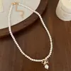 Colar Elegante Francês Temperamento Design Simples Laço Pérola Swarovski Luxo Leve High-End Moda Corrente para Clavícula