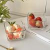 Tazón de vidrio cuadrado simple Tazón de helado cuadrado para el hogar Tazón de postre de fruta Pudin Tazón de yogur Tazón de desayuno Tazón de ensalada pequeño