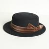 Sombrero femenino de otoño e invierno, estilo británico, plano, de ala plana, de lana pura, con forma de bombín, de fieltro de lana. ¡Oferta al por mayor de AliExpress!