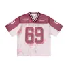 Camiseta de Manga Corta de Jersey con Estampado Digital en V y Bloques de Color para Hombre de la Marca de Moda de Verano Jie Zhan.
