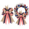 Nuevo Diseño Lazo Día de la Independencia Americana Rayas de Estrellas Decoración para el Hogar Coque Terminado con Flor Grande
