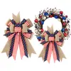 Lazo Grande Personalizado para el Día de la Independencia Americana Decoración del Hogar DIY Patrón de Estrella Cinta de Red con Borde de Hierro Correa para Cocker con Flor Grande