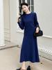 Conjunto de Dos Piezas de Falda de Punto Trenzado Coreano para Mujer Otoño e Invierno Nuevo Jersey de Punto Cuello Redondo Falda de Cintura Alta Falda Larga 1225