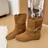Hebilla de Cinturón de Cañón Corto Estilo Western Nuevo Estilo Americano Botas para Mujer Rad Fashion Botines Versátiles Mujer 2026 Aumento Oculto de Altura