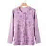 Tejido de Primavera Suéter de Cuello Redondo para Adultos Mayores Mangas Anchas Cardigan Pijama de Algodón Puro para Mujeres y Mayores Ropa de Casa Engrosada para Primavera y Otoño para Traje Hombres