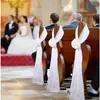 Decoración de Boda Transfronteriza Malla de Gasa Blanca Silla Pasillo Escena de Iglesia Floral Cortina de Gasa para Respaldo de Silla Decoración de Boda al Aire Libre