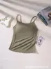 Camisola sin costuras talla grande con tirantes finos para mujer, adecuada para usar como prenda exterior, con sujetador de copa incorporada, se puede usar sola como un top moderno