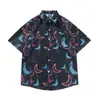 Camisa de manga corta suelta de verano, de alta gama, con caída, para hombre, moderna y elegante, con un estilo fresco y atractivo, con estampado de acuarela y tejido resistente a las arrugas, disponible ahora