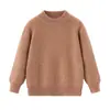 Suéter infantil de lana 100% de tres cabos engrosado, camiseta básica para niños, suéter para niñas, top cálido para niños mayores