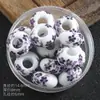 Jingdezhen Contas Aplicadas Acessórios para Joias DIY Contas Cerâmicas Azul e Branco com Furo Grande Acessórios para Pulseira de Roupa Contas de Porcelana Feitas à Mão