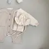 Ropa de otoño para niños estilo coreano, chaqueta de algodón con cuello en V para niños y bebés, top suave para niños