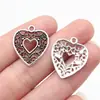 23X20Mm 1,05g Prata Antiga DIY Acessórios para Colar Pulseira Pingente de Coração Vazado