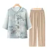 Camisa de Verano para Abuela, Ropa Estilo Chino, Traje de Verano para Madres de Mediana Edad y Mayores, Nuevo Estilo Blusa Holgada para Personas Mayores y Señoras