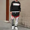 Conjunto de Moletom Masculino 2025 Primavera e Outono Transfronteiriço com Gola Redonda e Estampa, Leve e Casual, Adequado para Uso Diário