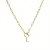 Corrente de Colar com Clasp Ot de 26 Diamantes Brilhantes em Formato de Letra, Venda Quente Transfronteiriça, Colar Simples e Elegante, Dropshipping
