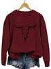 Amazon moderno eBay blusa solta divertida estampada cabeça de vaca nova gola redonda manga longa camisa suéter