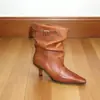 Botas Cuadradas de Tacón Alto de Moda para Mujer 2026 Nuevas Botas Vaqueras Plegables de Moda Botines Tobilleros de Tacón Fino Adelgazantes