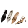 Zapatos de tacón alto para mujer 2026 verano nuevo estilo, punta cerrada, lazo, punta fina, tacón de aguja, corte bajo, sandalias de tacón alto de moda y versátiles