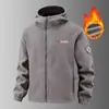 Chamarra de polar con capucha para hombre, sudadera para deportes de otoño e invierno, cárdigan holgado, chamarra de polar cálida con cuello alto