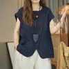 Camisa casual assimétrica de manga curta para mulheres plus size, camisa de verão versátil e soltinha para senhoras plus size