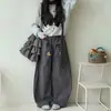 Pantalones de pierna ancha para niña con solapa trasera, Nuevo estilo Otoño 2026, Caída, Estilo Old Money, Corte holgado, Estilo BF perezoso, Falso dos piezas