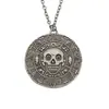 Piratas Del Caribe moneda de oro azteca calavera collar para hombre moneda vintage collar para clavícula al por mayor