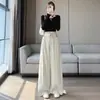 Pantalones rectos de alta gama estilo traje negro para mujer, nueva colección otoño 2026, de cintura alta, con caída fluida, de estilo clásico y sofisticado, pierna ancha, pantalones casuales