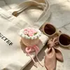 Mini Bolso Tejido a Mano de Ganchillo Hilo para Ramo Colgante DIY Llavero Cubierta de Muñeca Accesorios Decorativos