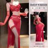 Vestido Transfronterizo Europeo y Americano Conjunto de Lencería Sexy Puro Deseo Chica Linda Tentación Transparente Falda de Malla Cadena de Perlas