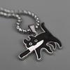 Colgante de acero inoxidable con forma de cuchillo y gato de dibujos animados transfronterizos, bonito collar japonés moderno con personalidad genial para parejas, joyería al por mayor