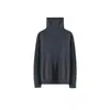 Camiseta base de punto de cuello alto 100% lana ultrafina para mujer, corte holgado con un toque de alta gama, suéter suave y acogedor