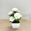 Maceta Simulada de Rosas con 7 Flores, Adornos para Decoración del Hogar y Fotografía, Adornos de Maceta de Rosas para Bodas Transfronterizas