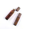 Botella de Vidrio Roll-On de 5 ml, Botella de Vidrio para Aceite Esencial Esmerilada de 10 ml con Tapa de Madera, Botella de Muestra Negra con Soporte de Perlas y Bola de Acero de Vidrio