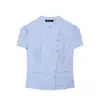 Moda femenina europea y americana transfronteriza AliExpress súper ventas top casual a rayas con mangas abullonadas + minifalda de bloques de color de cintura media
