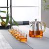 Taza de té pequeña de vidrio borosilicato resistente a altas temperaturas con asa de color, taza de vidrio resistente al calor, taza de té transparente, taza de té de kung fu con asa