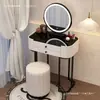 Tocador para dormitorio pequeño, lujo ligero nórdico, simple y mini, modelo nuevo con sensación de alta gama, tocador integrado con armario de almacenamiento