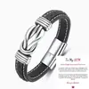 Pulsera de Cuero para Joyería de Hombres, Pulsera de Cuero con Diseño de Giro Magnético de Aleación, Pulsera Estilo Punk, Exclusivamente para Ventas Transfronterizas