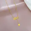 [Full-body aço titânio] vento frio AMOR estrelas minimax Vento colar feminino ins Net vermelho clavícula cadeia acessórios