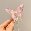 Pasador de Pelo con Lazo de Perlas de Ensueño Estilo Ins Pinza Lateral para Cabello Suelto Accesorio de Foto Femenino con Borla Artículo Popular