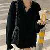 Nuevo suéter de cuello en V para mujer, suelto, de manga larga, estilo perezoso, otoño e invierno 2023, diseño de suéter roto.