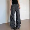 Pantalones de trabajo retro americanos multibolsillos, unisex, pierna recta, ligeramente acampanados, adelgazantes, lavados, casuales, pantalones largos versátiles, modernos