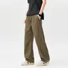 Pantalones casuales de lino para hombre, nuevo estilo verano 2026, estilo old money, pantalones largos de seda helada, pantalones anchos rectos holgados y fluidos