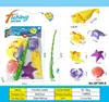 Set de Pesca Infantil Transfronterizo del Sudeste Asiático Juguetes Educativos con Caña de Pescar, Red para Peces, Varios Peces Marinos y Juguetes para el Agua en Empaque de Ampolla