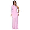 C7500 Transfronterizo Aliexpress Amazon Moda Europea y Americana Sexy para Mujer Hombro Descubierto Malla Vestido de Gama Alta Nuevo