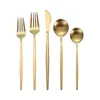 Juego de vajilla mate portugués de Amazon, dorado de aspecto elegante, para hotel, restaurante, bistec, cuchillo, tenedor y cuchara de acero inoxidable