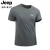 Camiseta de Verano Jeep para Hombre con Sensación de Frescura, Secado Rápido, Sin Costuras, Cuello Redondo, Manga Corta, Alta Elasticidad, Transpirable, Camisa Deportiva para Fitness