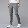Calças Casuais Masculinas de Outono de Alta Qualidade de Hong Kong, Calças Longas Retas Slim Fit, Calças Esportivas Masculinas com Stretch Estilo Coreano Versáteis para Primavera/Outono